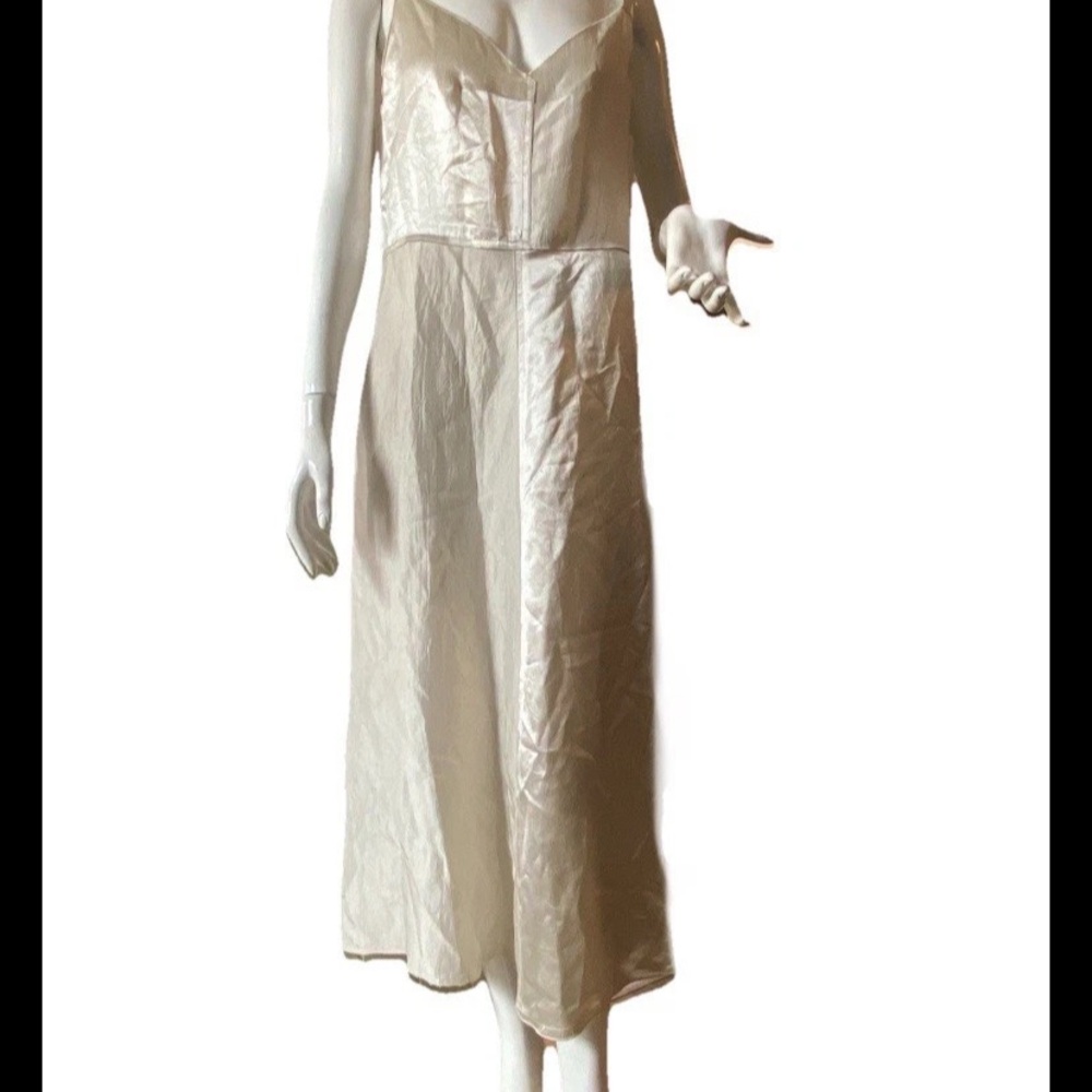 Zara Chic Sheath Midi With Two Tone Eggshell/Cream, Minimalistic & Elegant SizeM